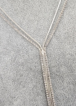 Double Chain Drop Diamante Necklace